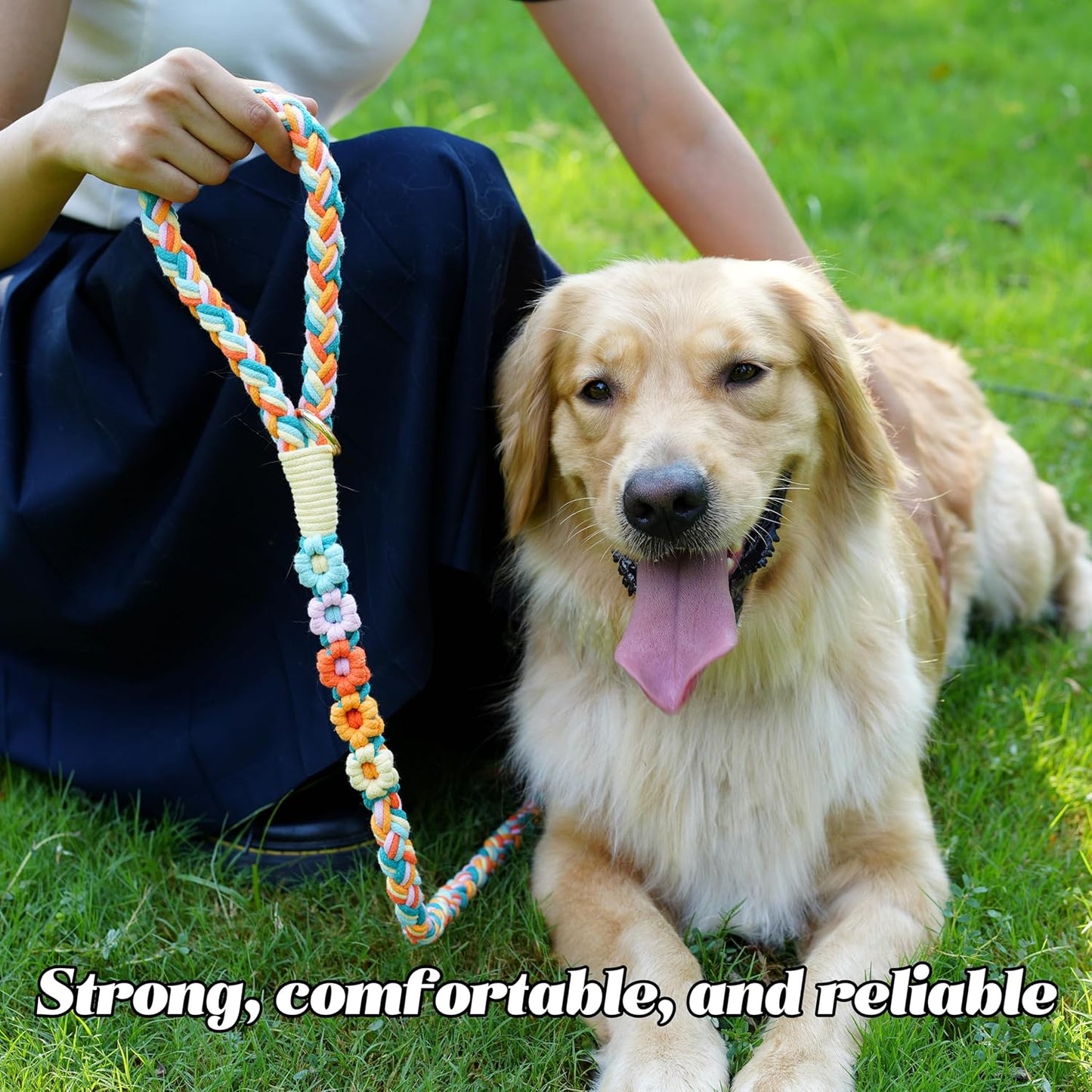 Panda Jianghu five feet colorful cotton dog lead with convenient built in accessory O ring