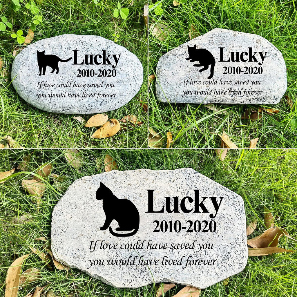 Zatanmulo personalized pet memorial stone front view in garden