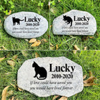 Zatanmulo personalized pet memorial stone front view in garden