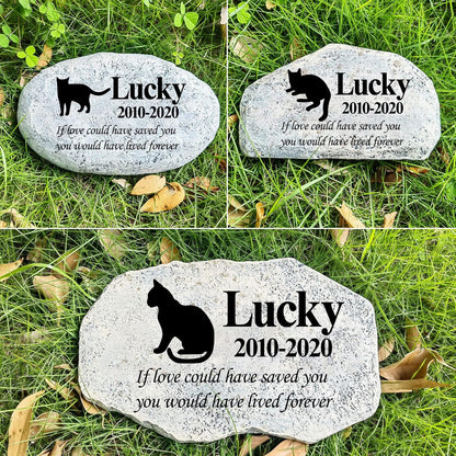 Zatanmulo personalized pet memorial stone front view in garden