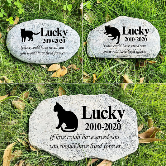 Zatanmulo personalized pet memorial stone front view in garden
