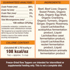 Primal Pet Foods high protein beef topper being crumbled over a pet meal bowl