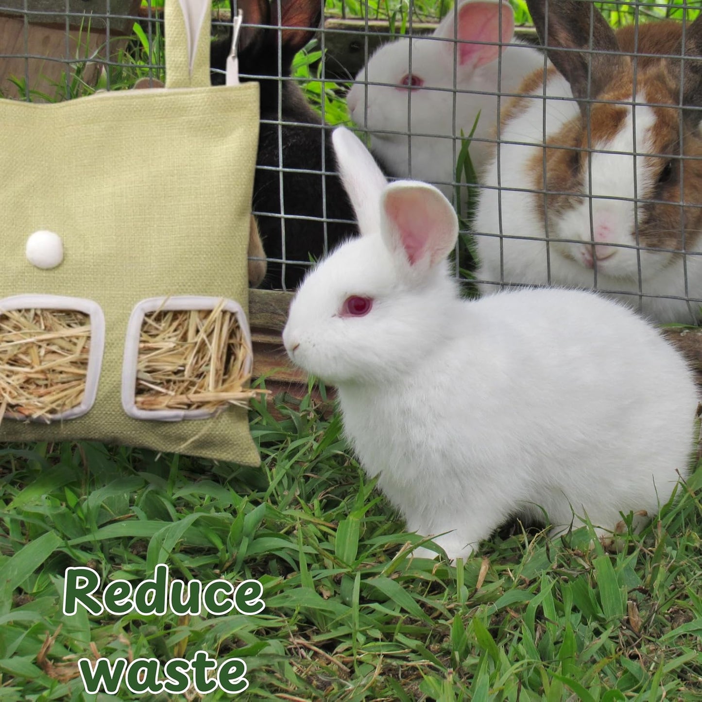 Cute Hanging Rabbit Hay Feeder Bag, Guinea Pig Hay Bag, Bunny Feeders Holder Storage For Small Pets Bunnies Chinchilla Hamster Rats, Guinea Pig Accessories For Cage, Bunny Accessories For Cage (Green) - Image 6
