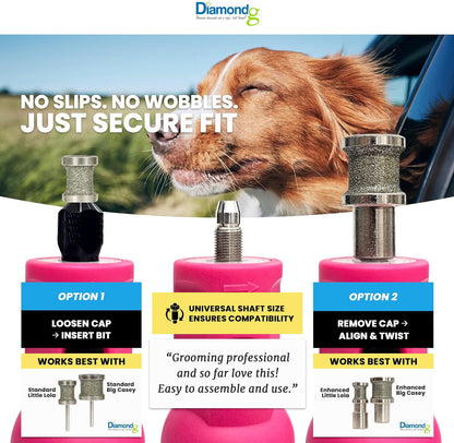 User holding Diamondg electric trimmer for dog grooming