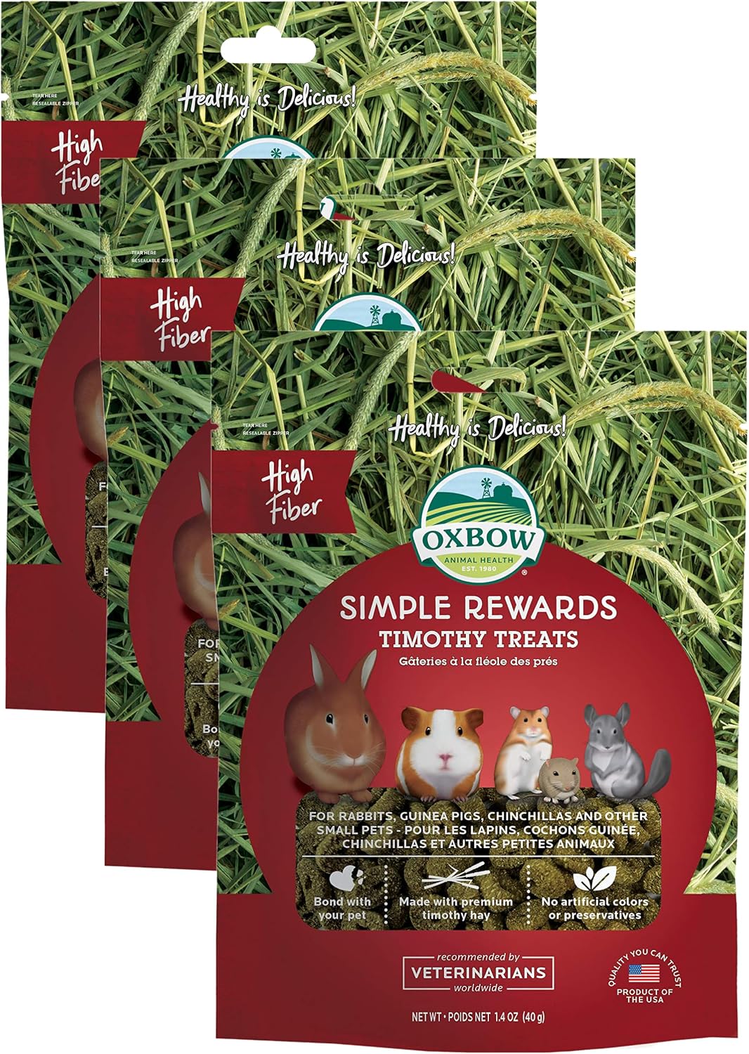 Oxbow Simple Rewards Apple Banana Treats, Timothy Hay Guinea Pig & Bunny Treats, Pet Snack, Made with Oxbow Guinea Pig Hay, Made in USA, Timothy for Rabbit, 3 oz Bag - Image 11