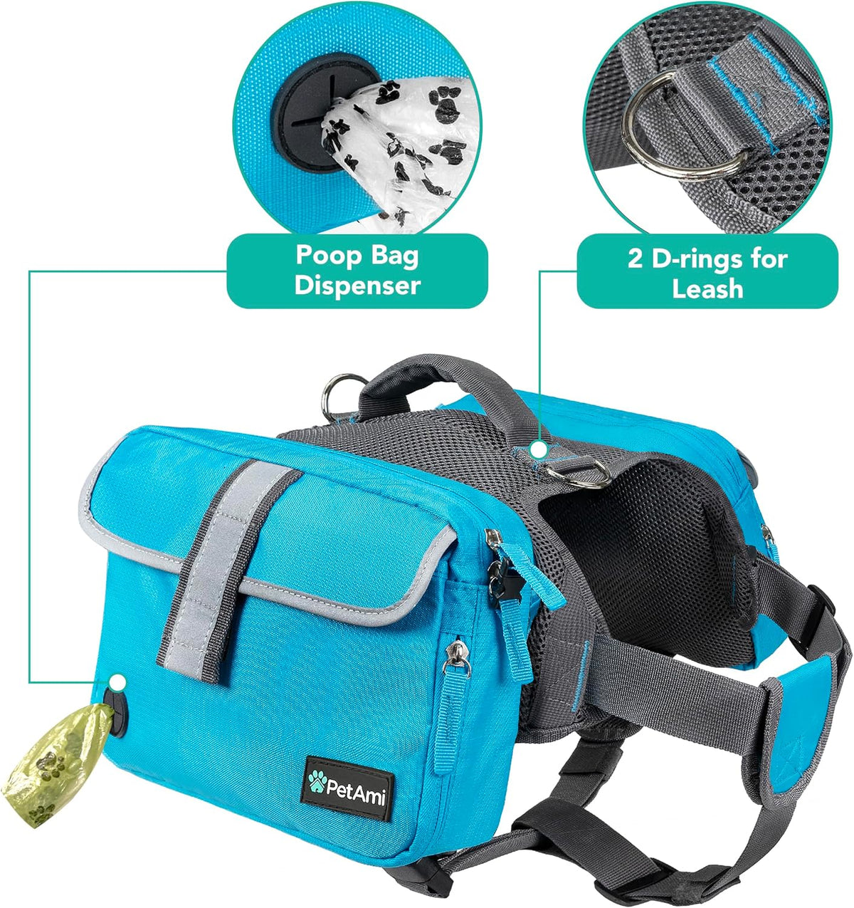 PetAmi reflective safety vest for medium and large dogs