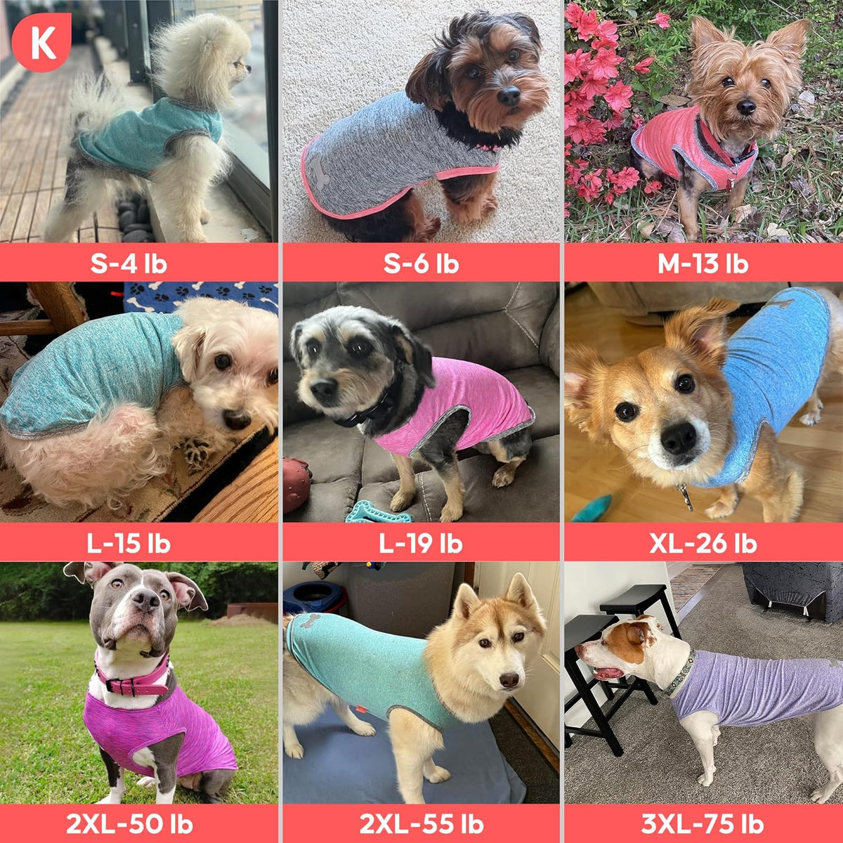 Two Kyeese dog shirts laid flat showing round neck design
