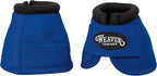 Black equestrian bell boots showcasing the double ply hook and loop closure system.