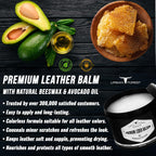Urban Forest Heavy Duty Scratch Repair Balm being applied to a dry leather car seat.
