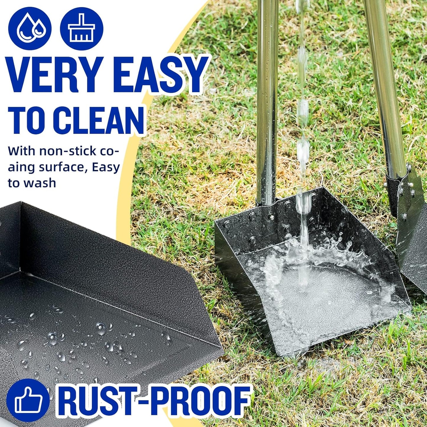 Heavy duty aluminum spade cleaning flat concrete floor kennel surface.