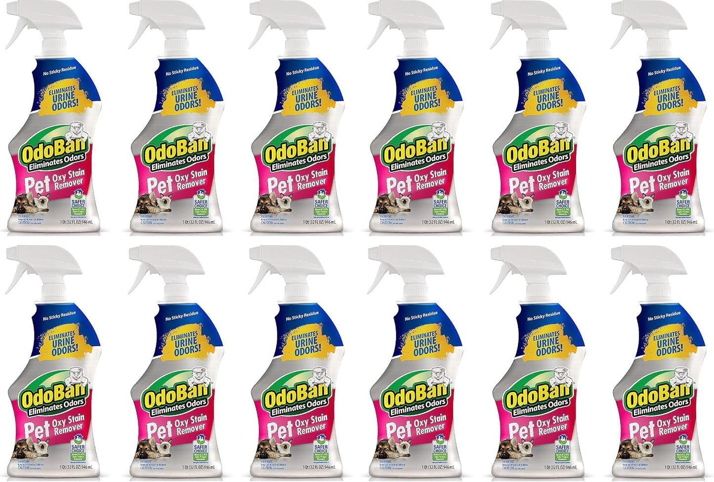 OdoBan Pet Solutions Oxy Stain Remover, Pet Stain Eliminator, Made in the USA, 6-Pack, 32 Ounce Spray Each - Image 9