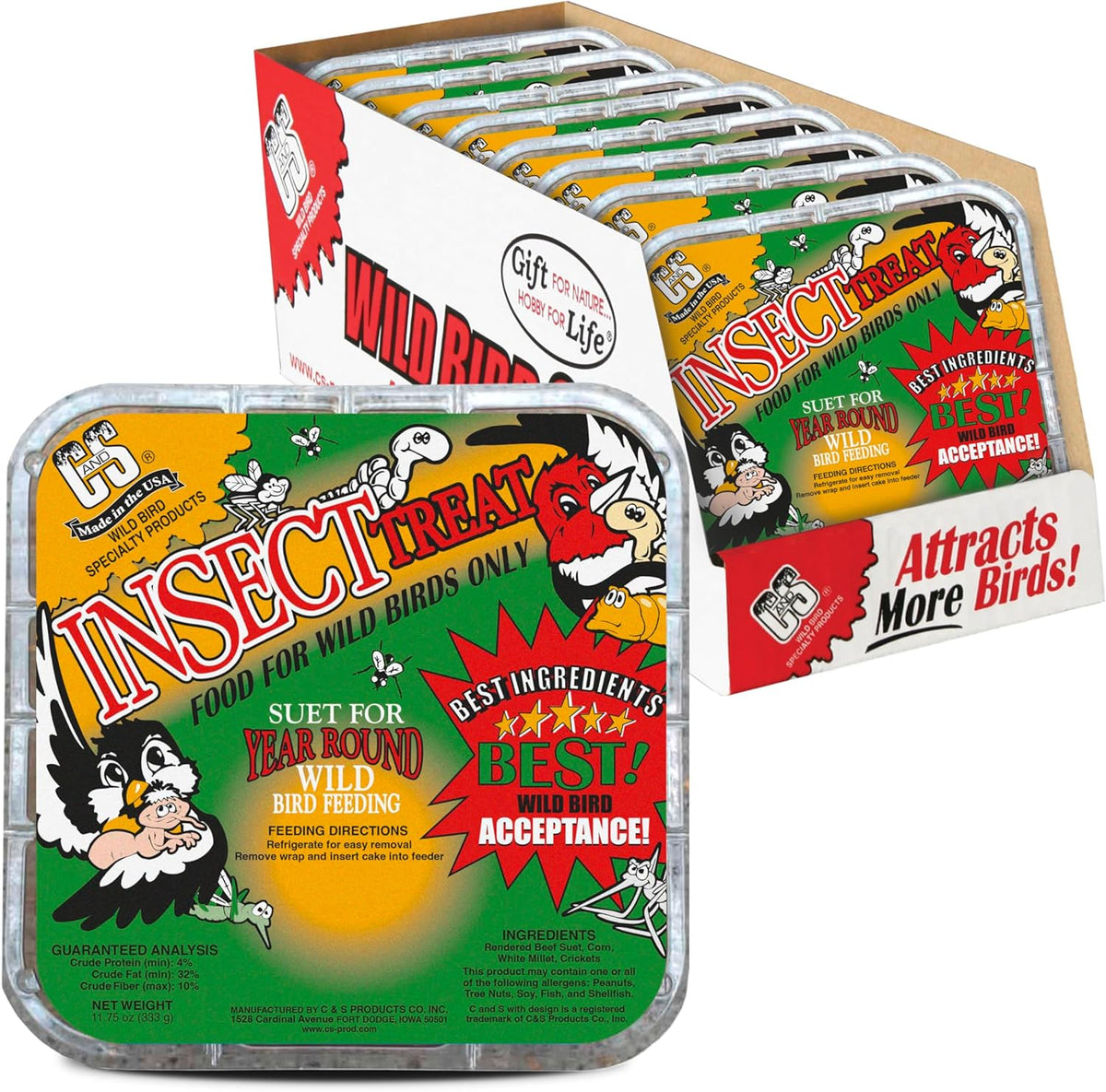 C&S Fruit n' Nut Suet Treat, Suet Cakes for Wild Birds Including Robins, Blue Jays, Bluebirds, Tanagers, Thrushes and More, 8 Pack - Image 14