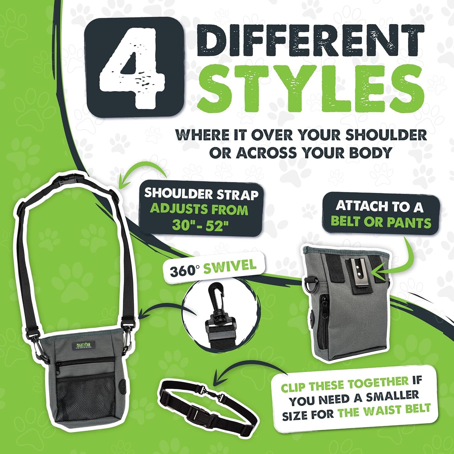 Mighty Paw training accessory displaying heavy-duty metal belt clip on back