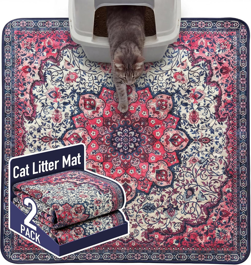 Hompet Cat Litter Mat 2 Pack, 18x28 Machine Washable Trapping Mats for Cats, Super Absorbent & Urine-Proof Cat Litter Box Mat for Floor, Waterproof & Non Slip Kitty Litter Rug - Image 11