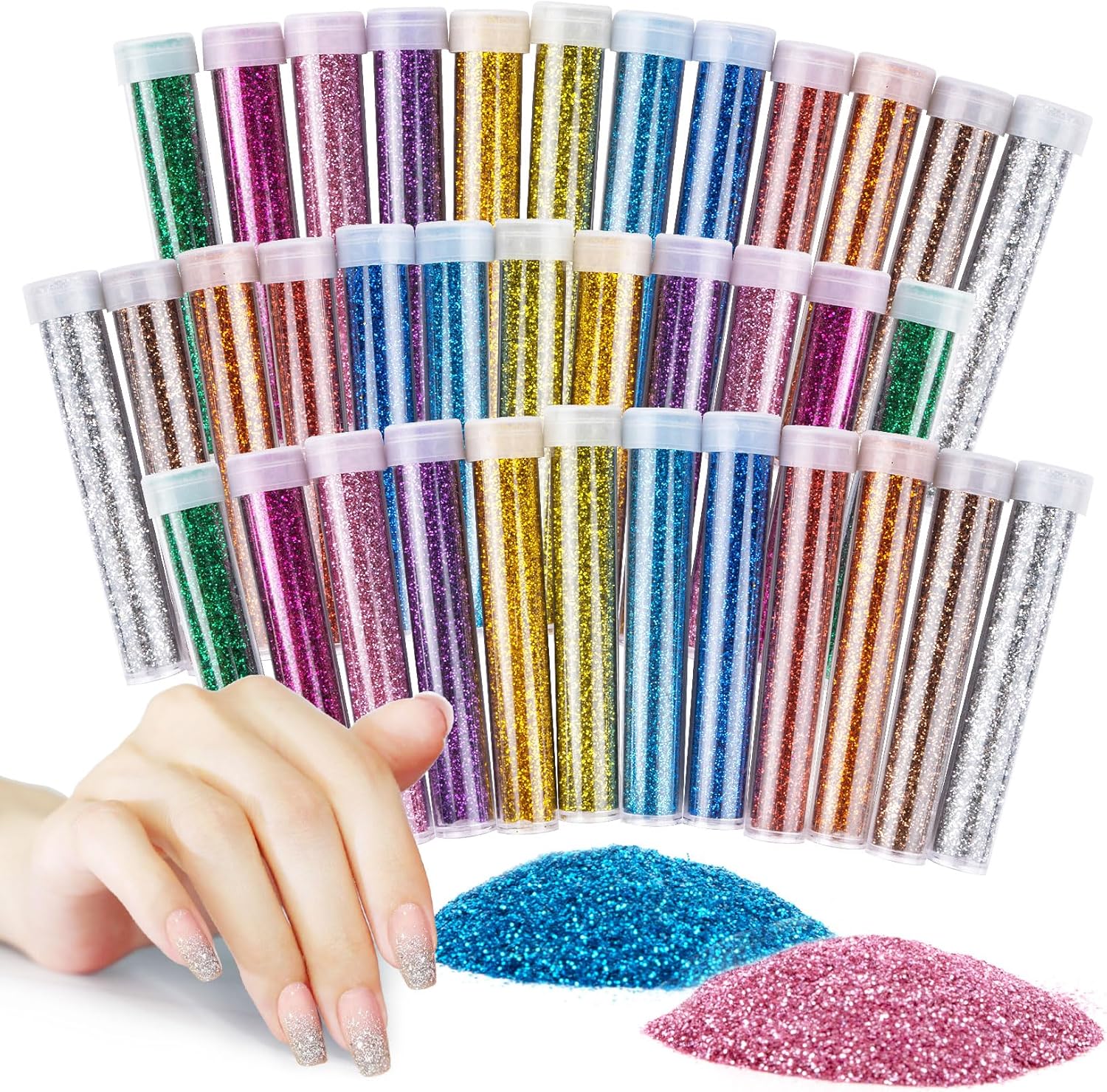 Maqihan 36 piece ultra fine glitter set front view