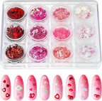 Maitys Valentine heart nail glitter sequins set front view packaging