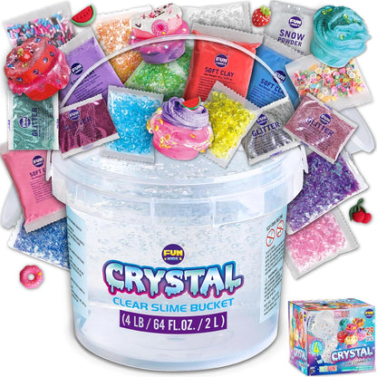 Fun Kidz 4 Pound clear slime bucket kit front view showcasing the large storage container with carry handle