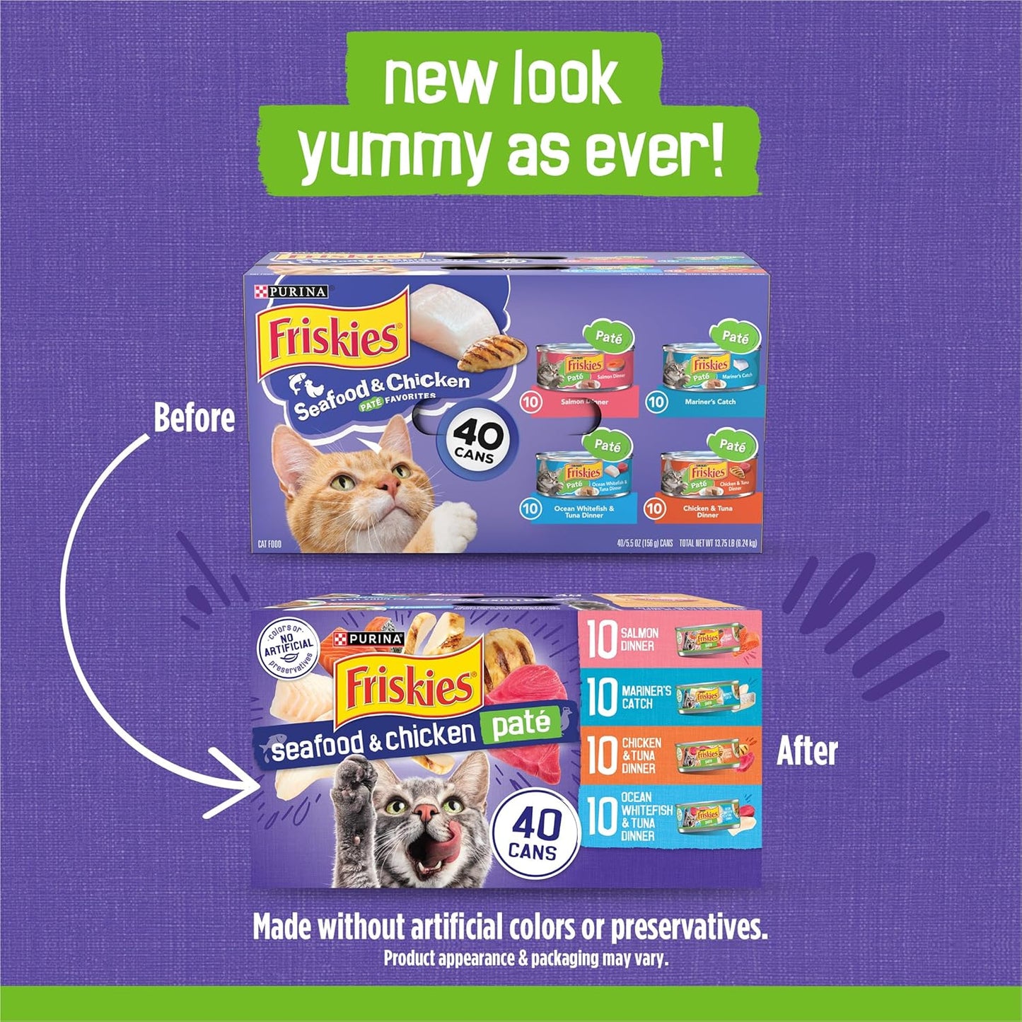 Purina Friskies Seafood And Chicken Pate Cans Display