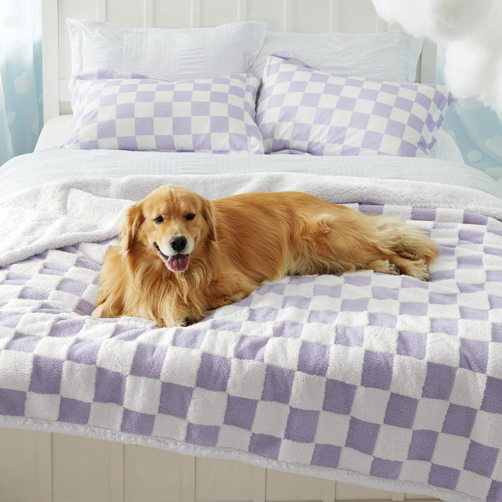 LE SURE Waterproof Puppy Blanket for Small Dogs - Washable Double Sided Dog Blankets with Warm Jacquard Shag and Soft Sherpa Fleece, Pet Cat Blanket for Couch Protection, 3D Textured Cloud, Blue - Image 9