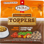 Primal Pet Foods Cupboard Cuts Beef 18 Ounce package front view premium raw pet food topper