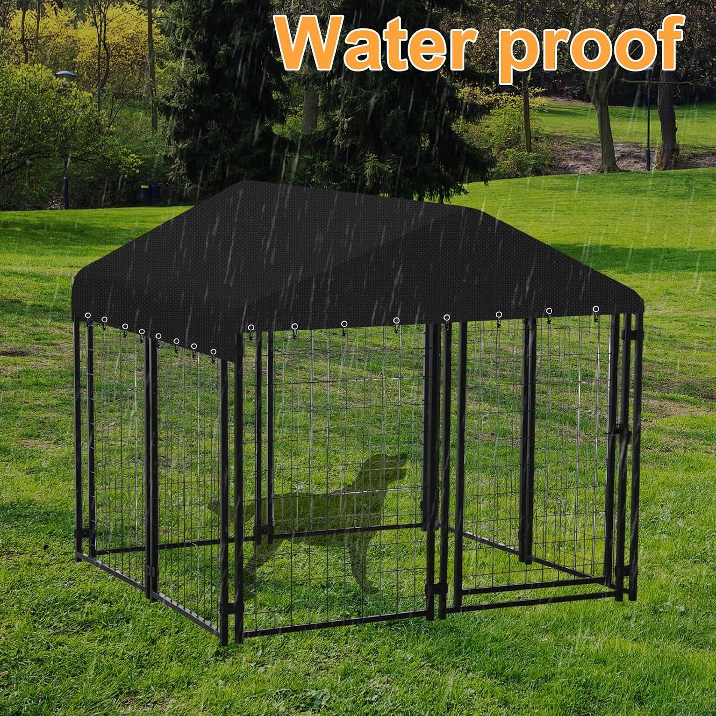 Heavy duty dog run tarp with adjustable tension straps