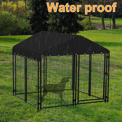 Heavy duty dog run tarp with adjustable tension straps