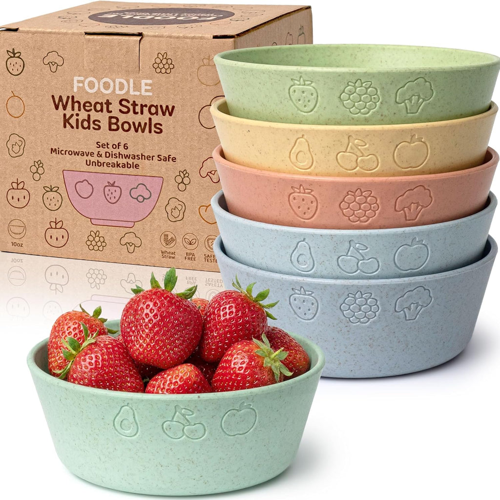 Foodle wheat straw kids bowls set of 6 front view