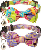 Collar for Cat Pet Breakaway with Bell Bowtie Detachable Bow Adjustable Safety Kitten Puppy Girl Boy 2pcs Flower-Blue & Yellow - Image 15
