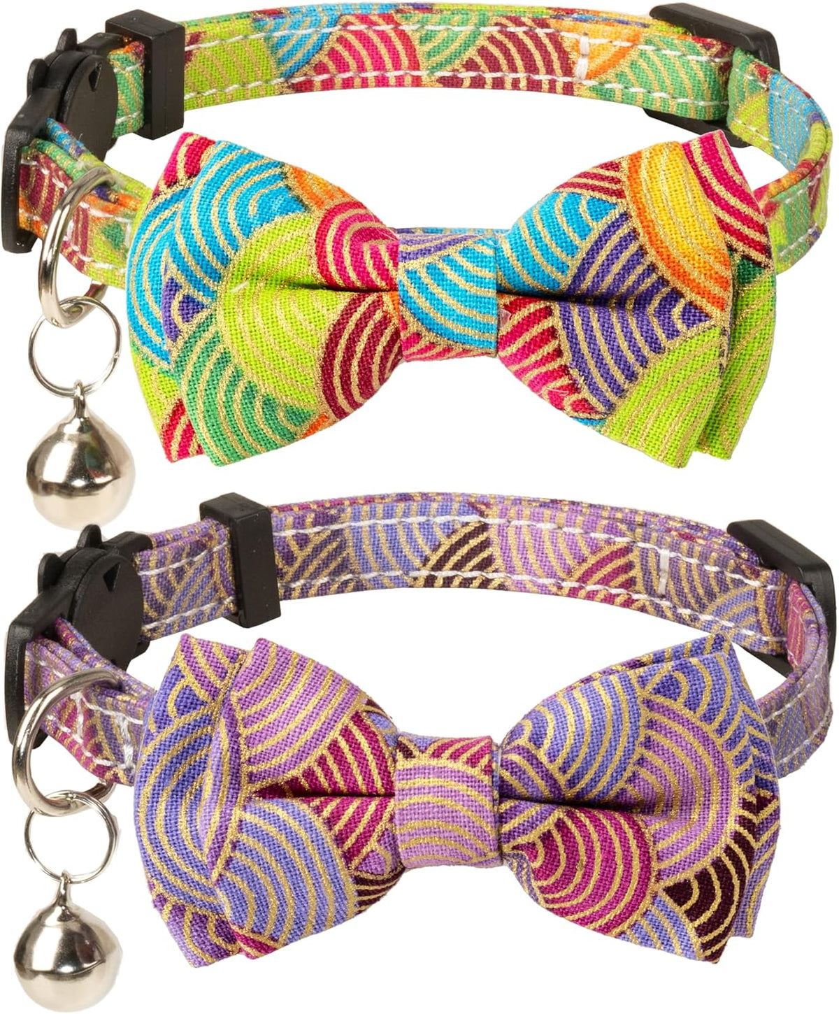 Collar for Cat Pet Breakaway with Bell Bowtie Detachable Bow Adjustable Safety Kitten Puppy Girl Boy 2pcs Flower-Blue & Yellow - Image 15