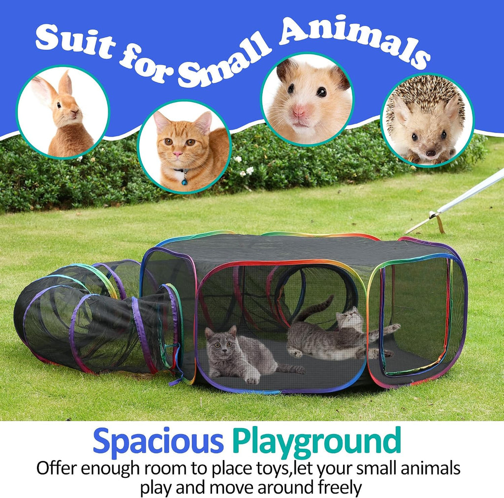 PLITTPETTS pop up small animal playground setup inside a home living room