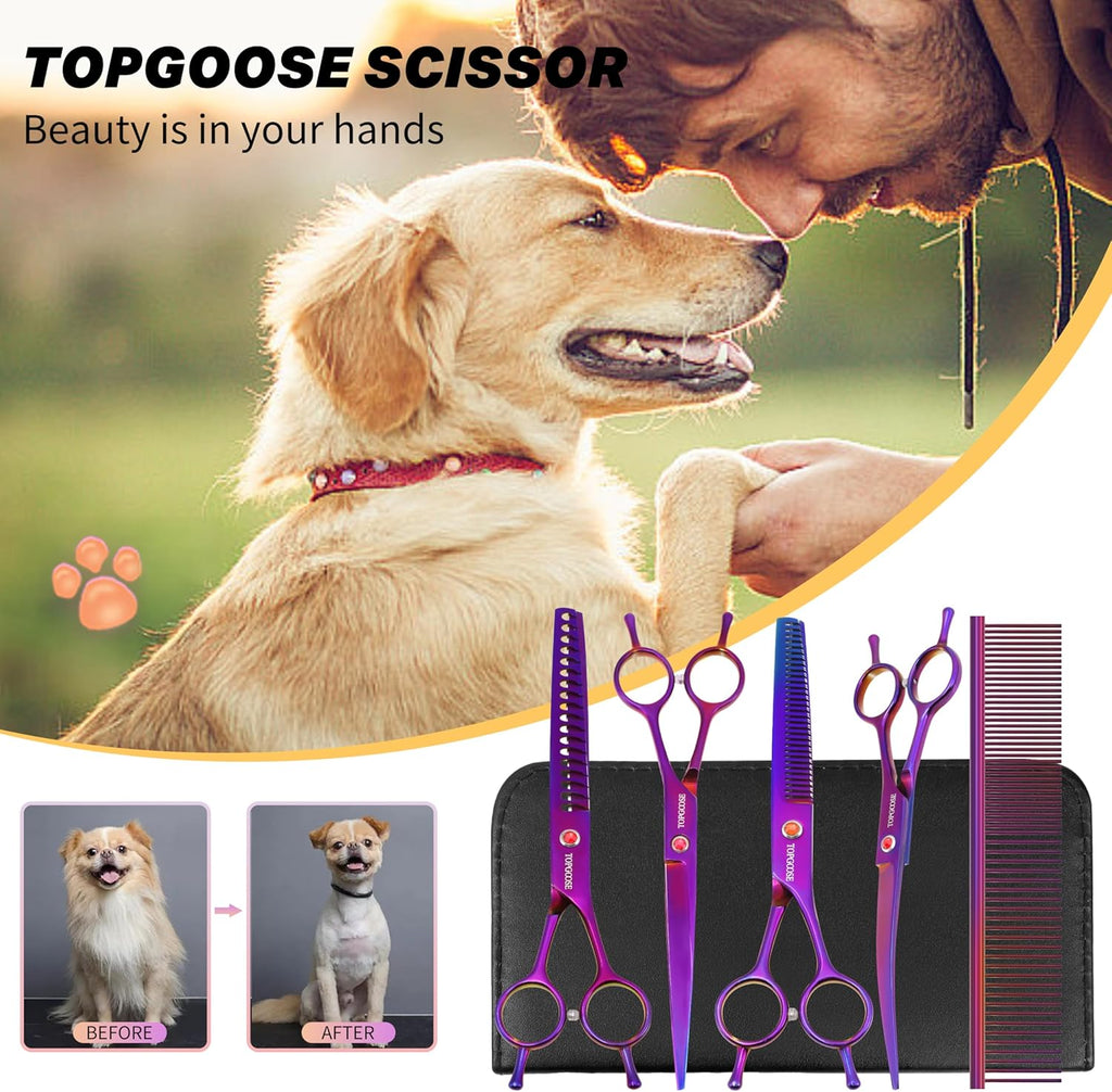 Stainless steel straight pet shears for full body dog hair trimming