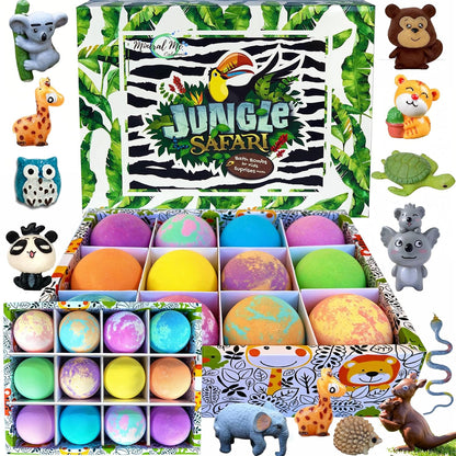 Mineral Me California kids bath bombs front view of 12 pack box showing colorful fizzies.