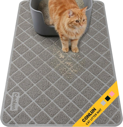 Conlun Cat Litter Mat front view showing grey PVC grid mesh.