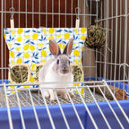 Lesnala 2pcs Bunny hay feeder Rabbit hay feeder bag Hanging guinea pig hay bag Large capacity cotton canvas fabric hay bag for Rabbits Bunny Chinchillas Hamsters and Other Small Pets(3 Holes,2 styles) - Image 2
