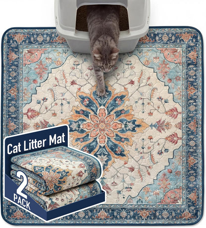 Hompet Cat Litter Mat 2 Pack, 18x28 Machine Washable Trapping Mats for Cats, Super Absorbent & Urine-Proof Cat Litter Box Mat for Floor, Waterproof & Non Slip Kitty Litter Rug - Image 13