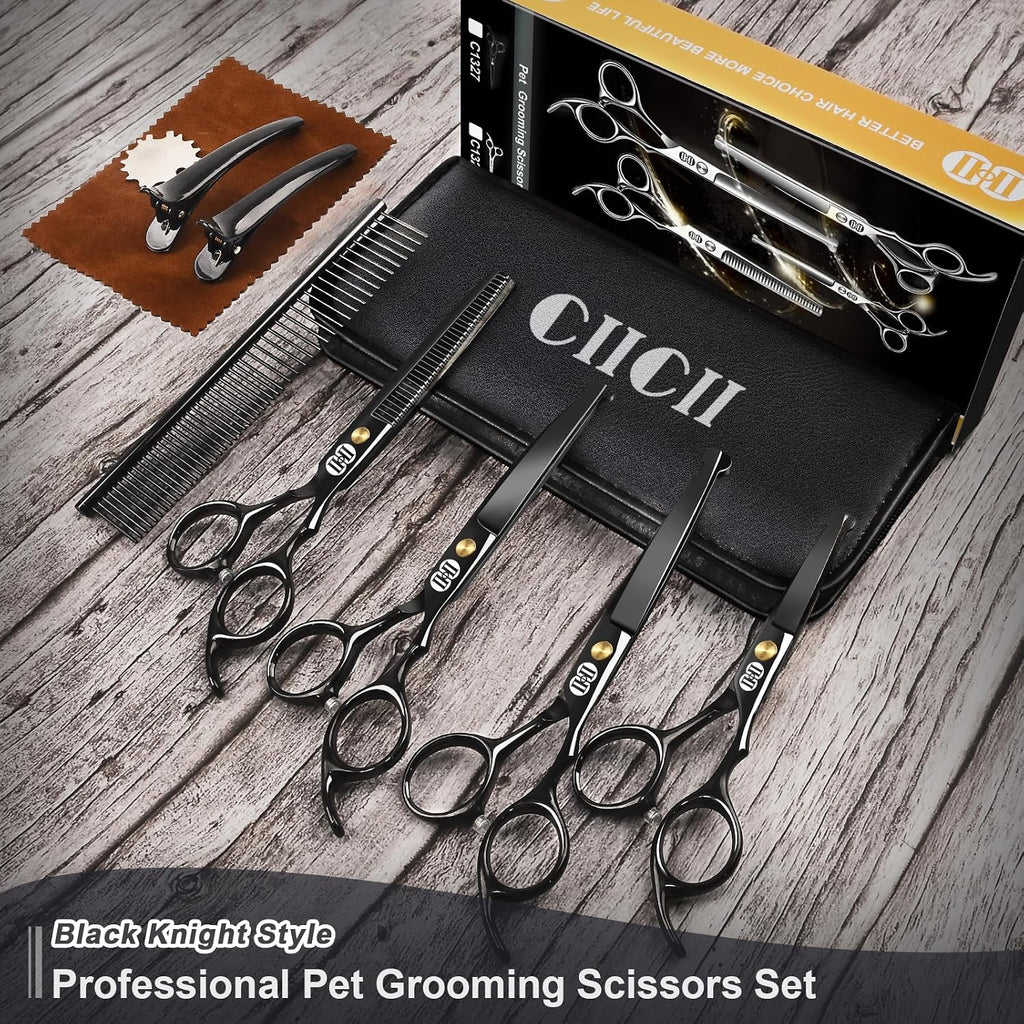 CIICII premium home salon pet scissors kit for safe dog and cat grooming