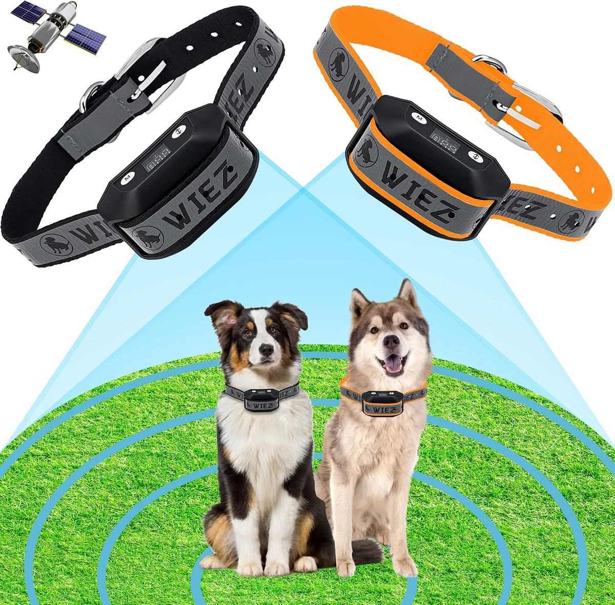 WIEZ GPS wireless dog fence transmitter collar system front view for outdoor pet safety