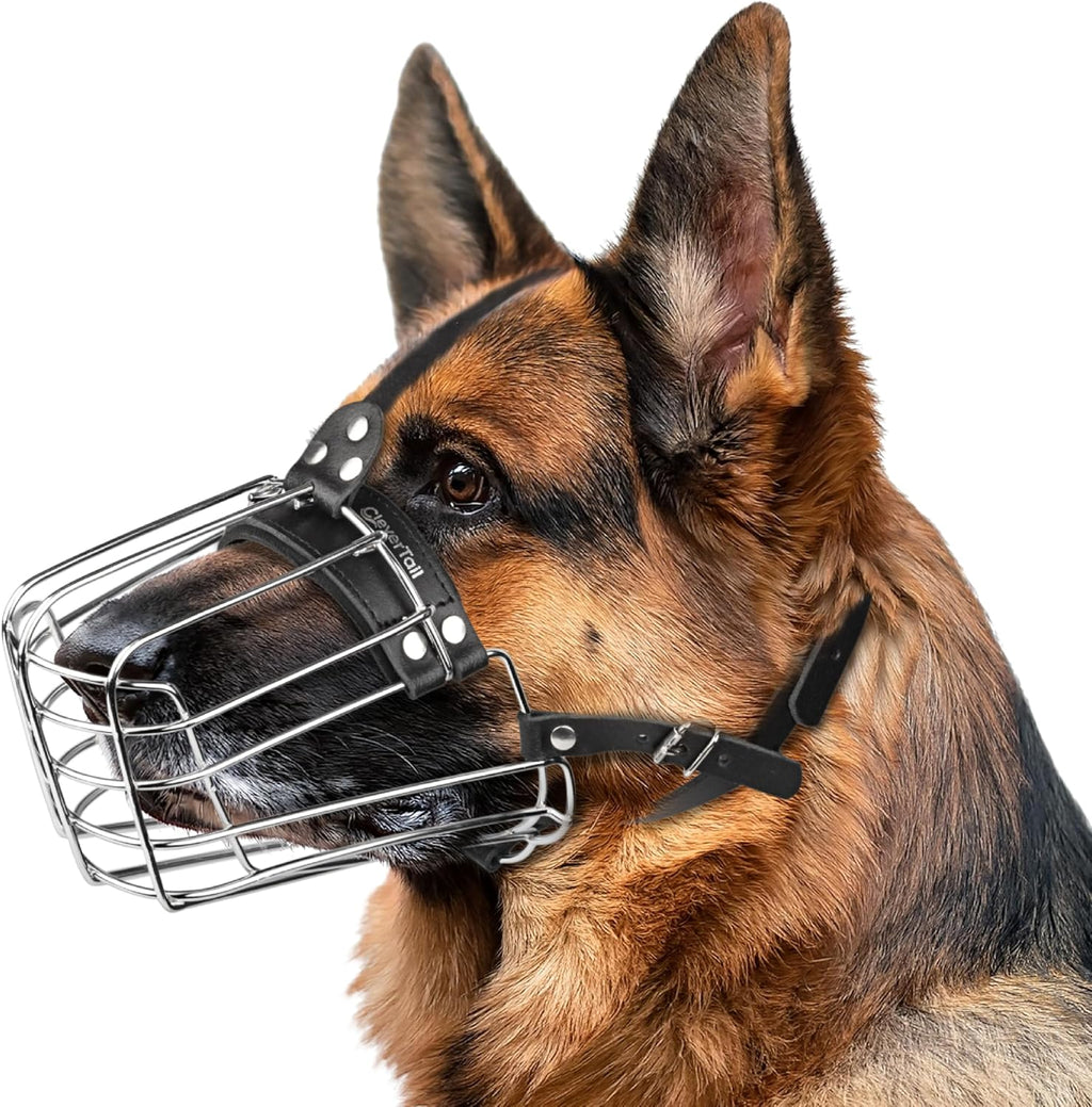 CleverTail German Shepherd metal wire basket muzzle front view