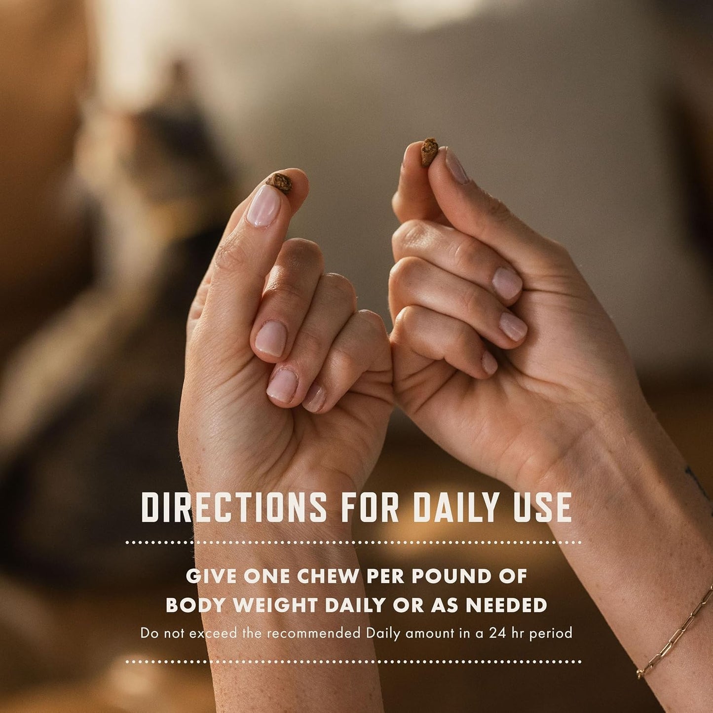 Feline stress relief supplement packaging details and feeding guidelines