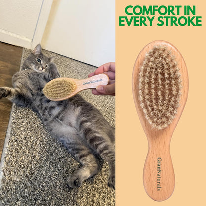GranNaturals sensitive skin pet brush packaging layout for small dogs and rabbits.