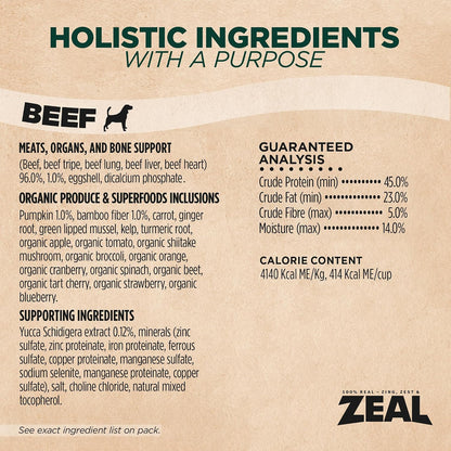 ZEAL Canada Air-Dried Dog Food - High Protein, Natural Superfoods, Nutrient Rich, No Fillers, Grain Free, Complete & Balanced (Beef, Turkey, Chicken) 3 lbs - Image 9
