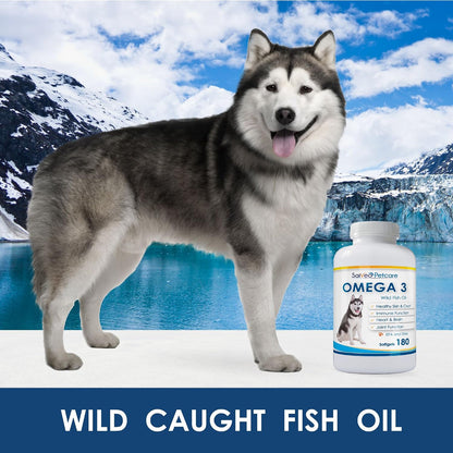 Natural pet supplement for dog shiny coat and shedding control side label