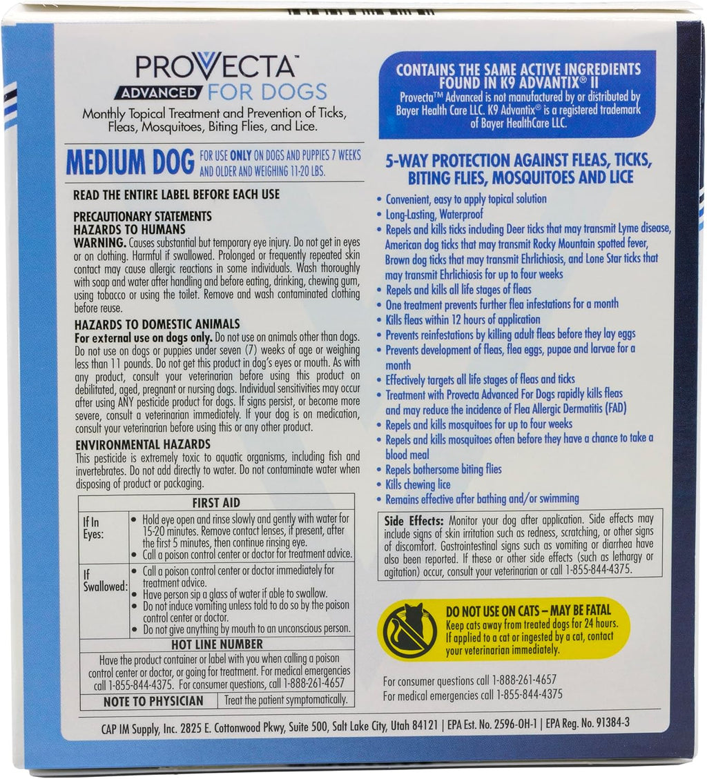 Provecta Advanced four month supply topical drops box back showing ingredients