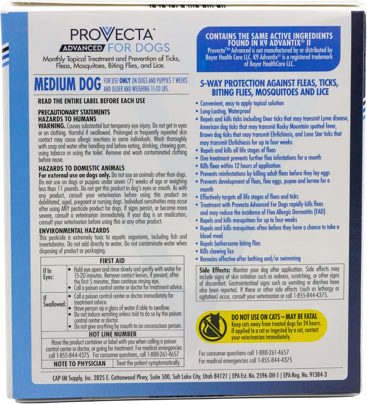 Provecta Advanced four month supply topical drops box back showing ingredients