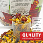 Close up of Pecking Order mealworm and seed poultry blend
