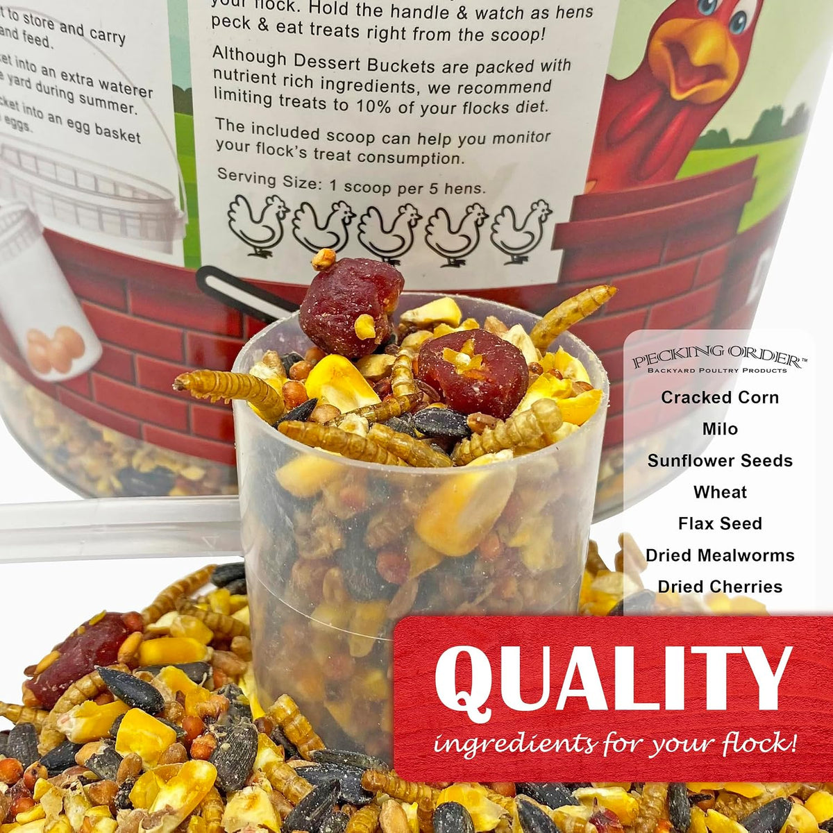 Close up of Pecking Order mealworm and seed poultry blend