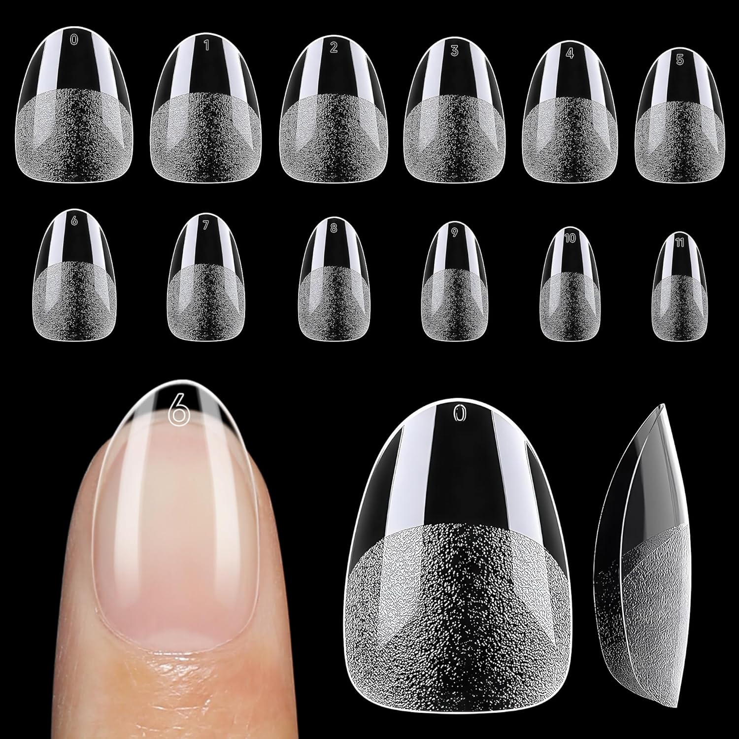 Una Gella extra short almond nail tips box front view