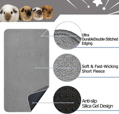 Soft absorbent fleece surface of reusable pet cage mat