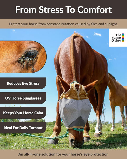 Side profile of Tsz Horse Fly Mask showing adjustable straps