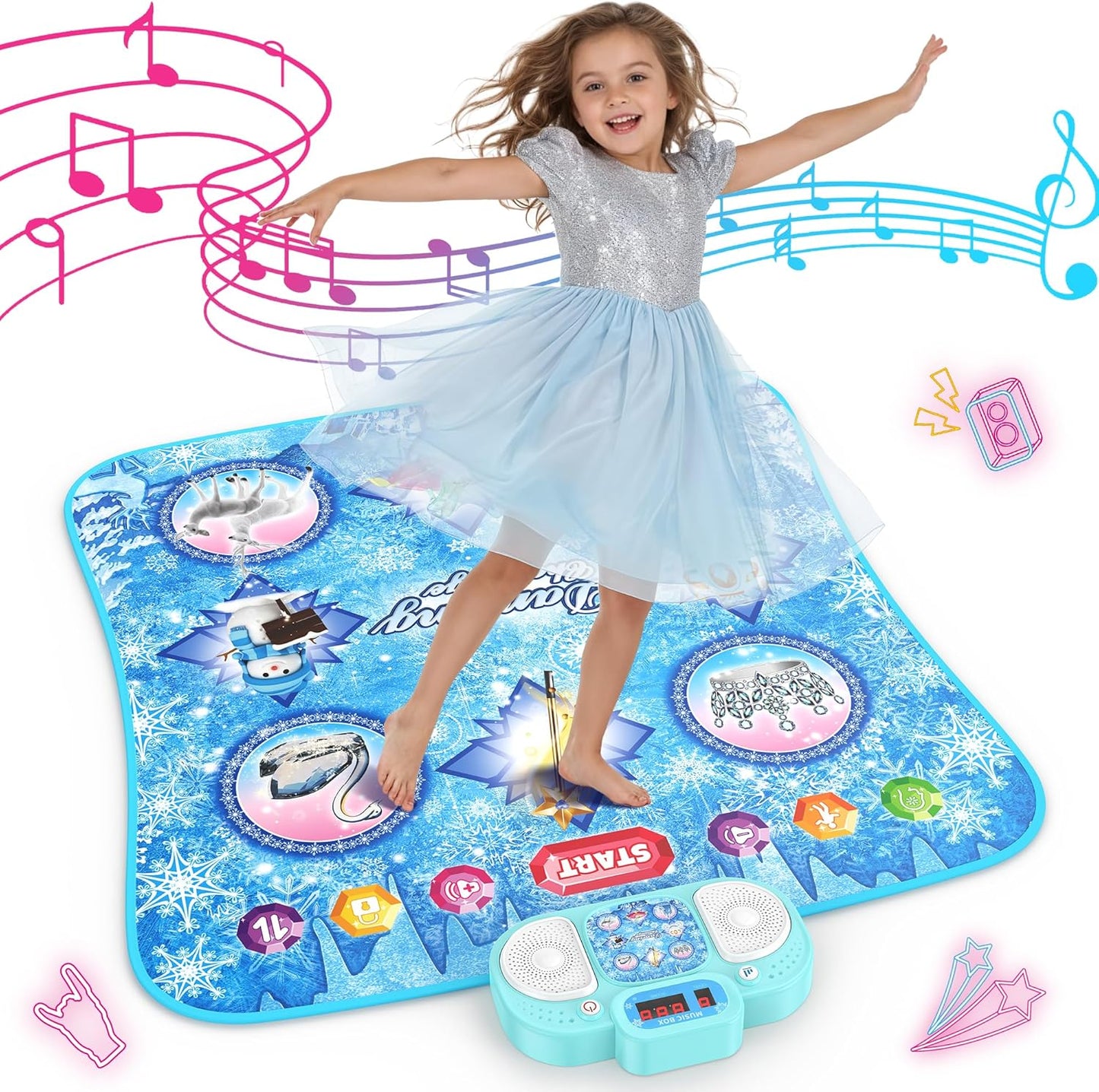 Eterfun 8-button Frozen dance mat front view for kids